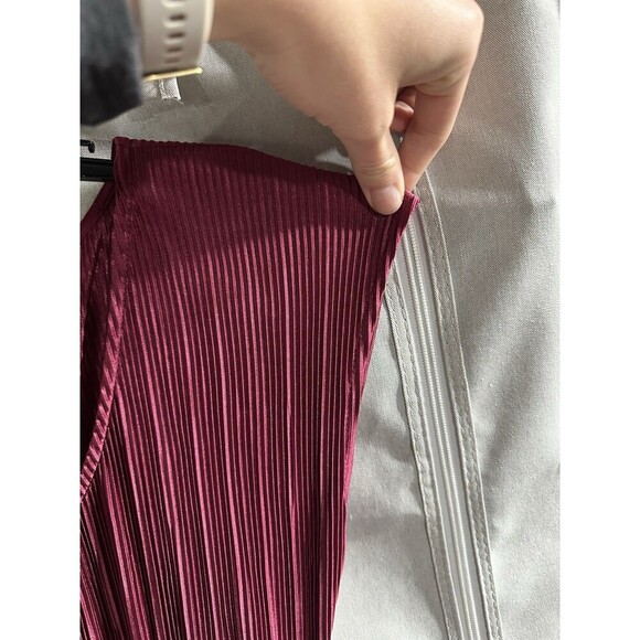 Anthropologie Maeve Sonata Wide Leg Pleated Cropped Jumpsuit sz 2 Ribbed Red‎ - Picture 6 of 10